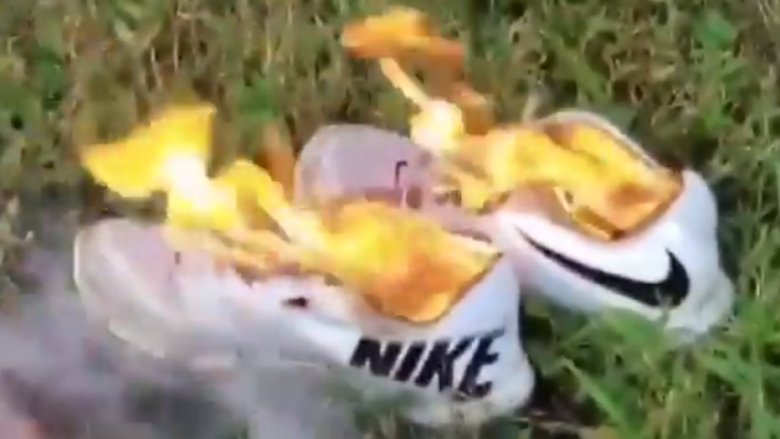 Burning Nike shoes