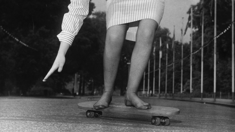 Actress on skateboard in 1965