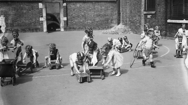 Kids playing during World War II