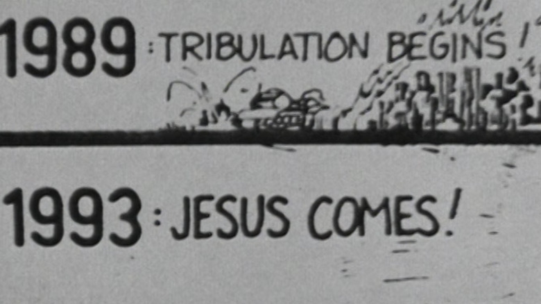 Text saying 1989: Tribulation Begins! 1993: Jesus Comes!