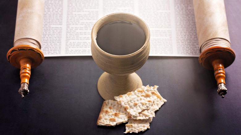 Hebrew Torah with communion elements