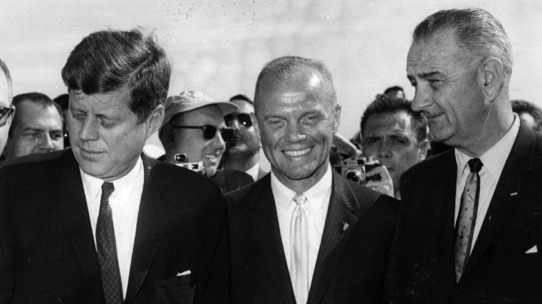 John F. Kennedy in crowd at Cape Canaveral