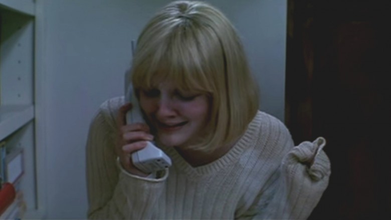 Drew Barrymore crying on phone