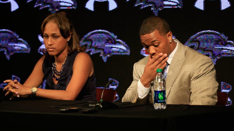 Janay and Ray Rice at their Baltimore Ravens press conference