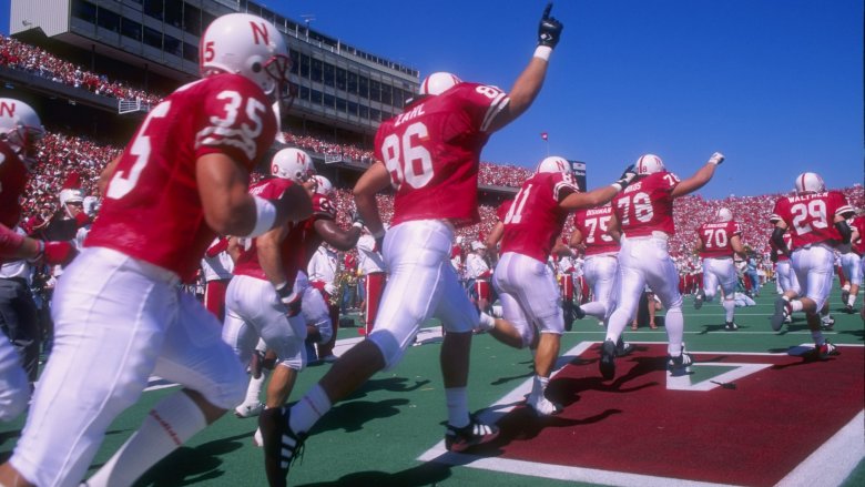 The Nebraska Cornhuskers taking the field