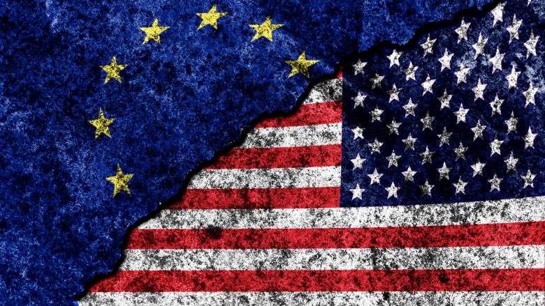 united states European union flags together