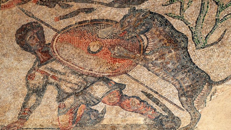 Mosaic of a Roman leopard hunt