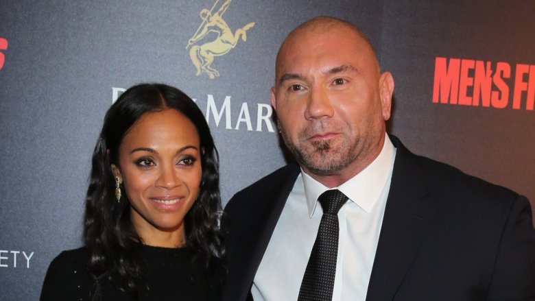 Zoe Saldana and Dave Bautista