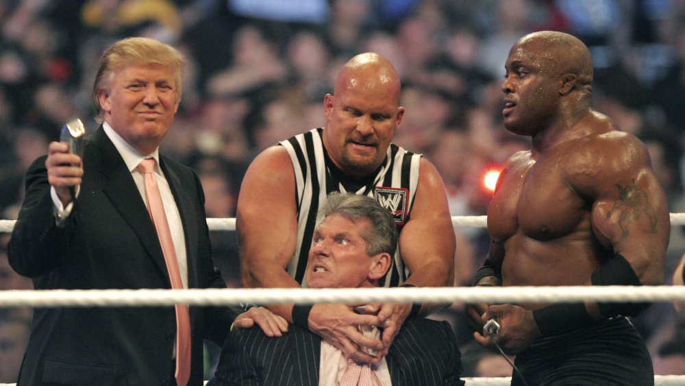 Donald Trump shaves Vince McMahon's hair