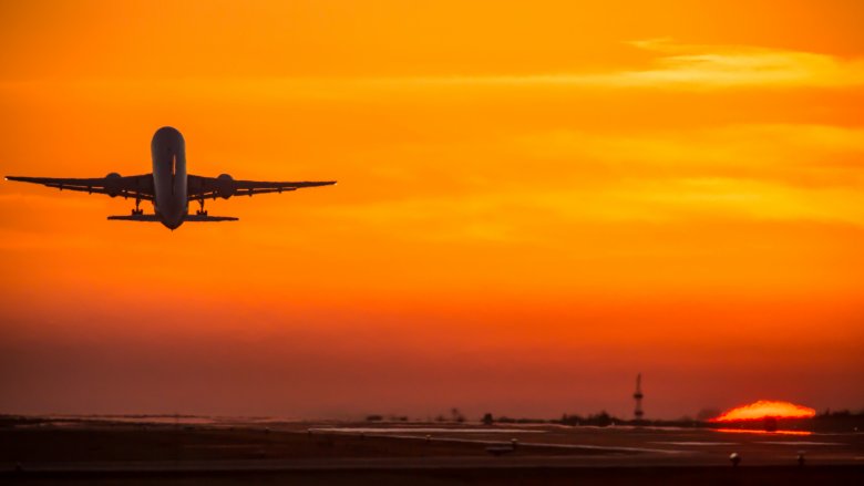 airplane sunset