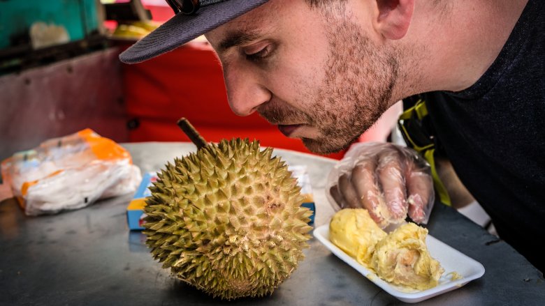 smelling durian