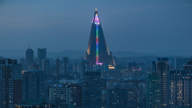 glowing lights Pyongyang ryugyong hotel