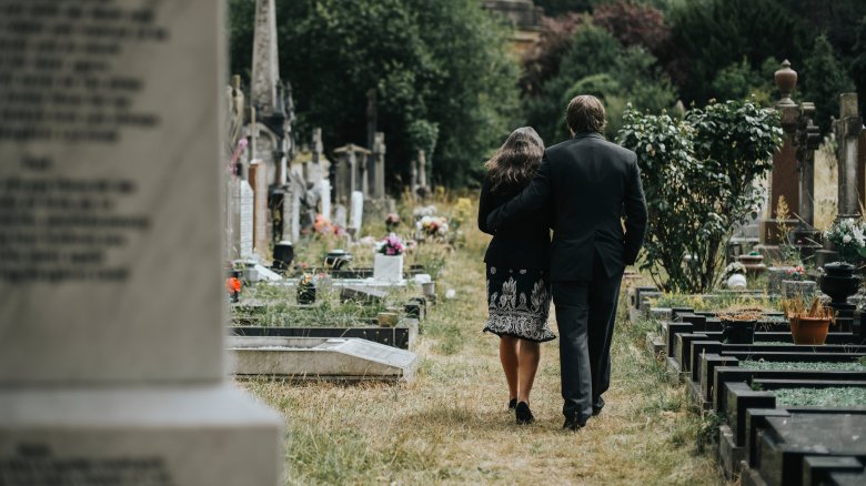 Couple in a graveyard