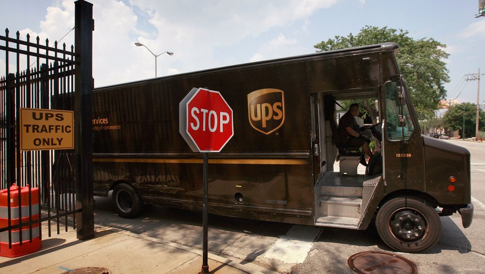 UPS truck and driver