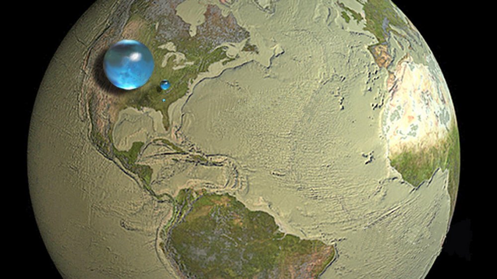 Earth with all water gathered into single drop