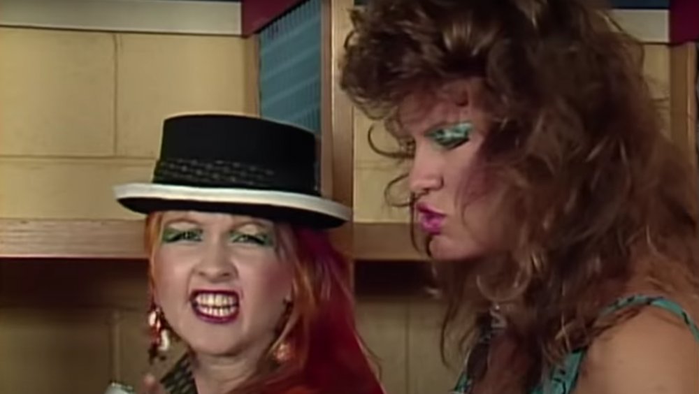 Cyndi Lauper and Wendi Richter at WrestleMania I