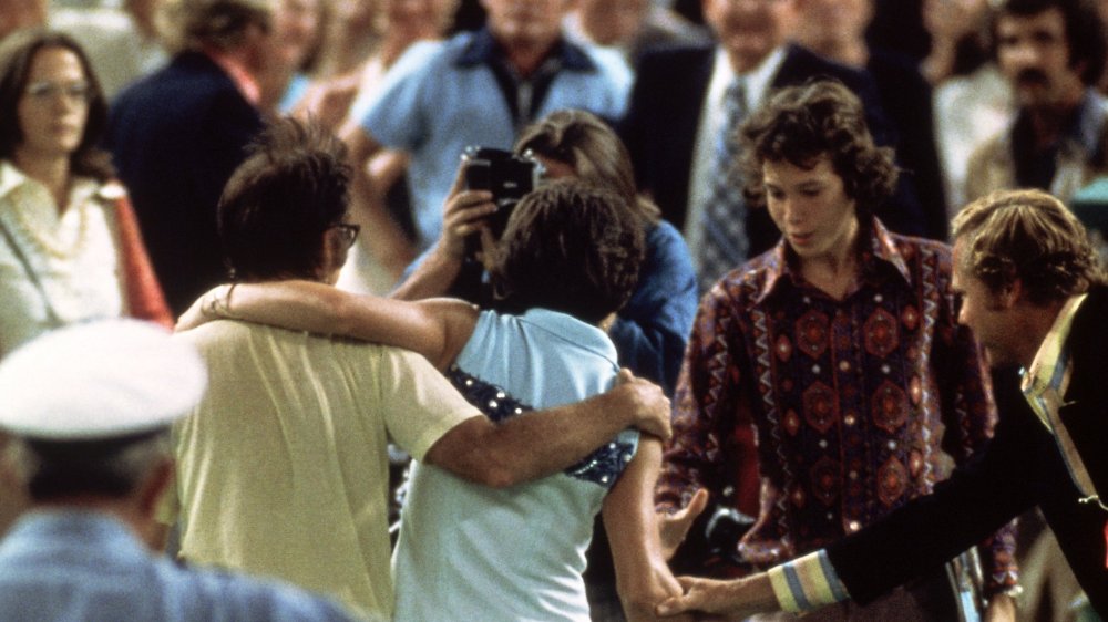 Bobby Riggs is defeated by Billie Jean King in The Battle of the Sexes