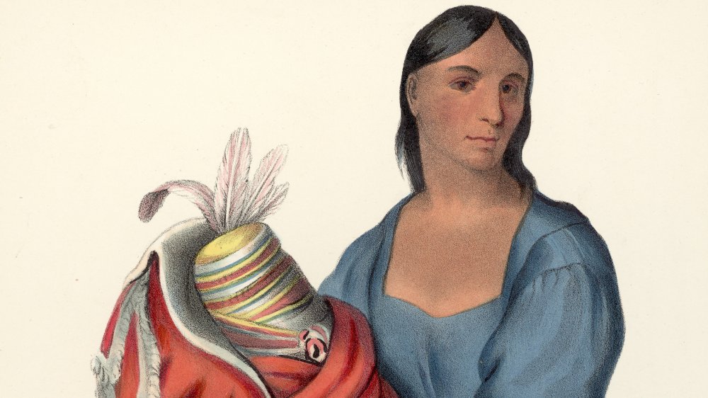 Illustration of Ojibwe mother, 19th century