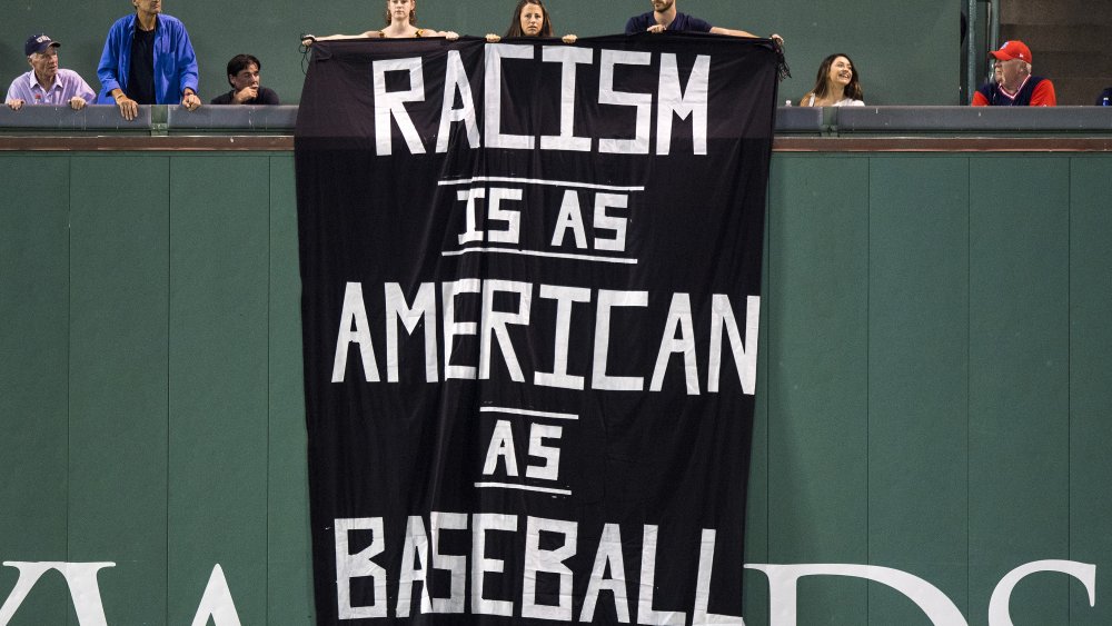 Sign at baseball game in 2017