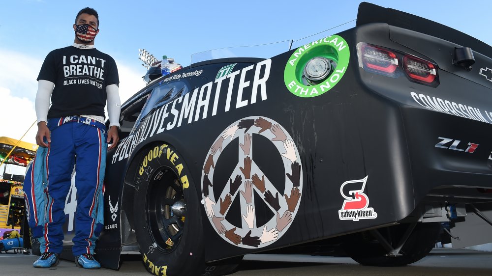 Bubba Wallace with his Black Lives Matter car