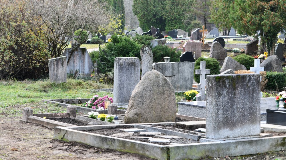 A cemetery and graves