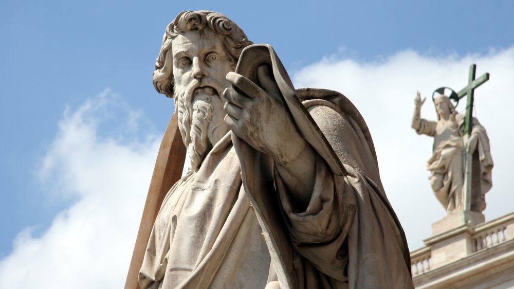 St. Paul statue in front of St. Peters Basilica