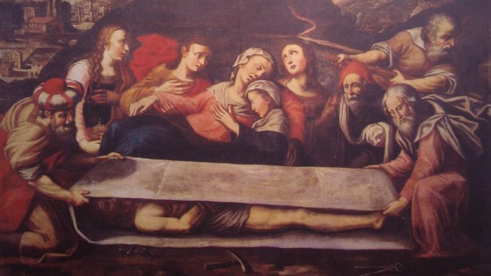 jesus wrapped in burial shroud