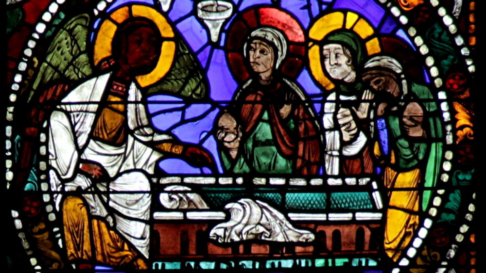 empty tomb of jesus stained glass from chartres