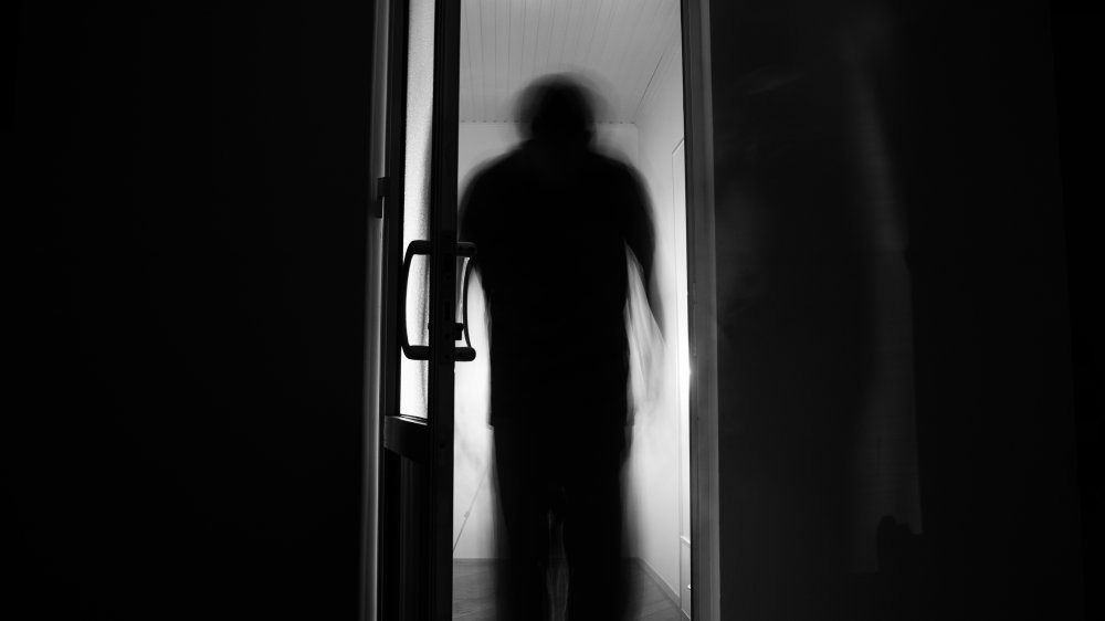 An image of a silhouette in a haunted house like setting