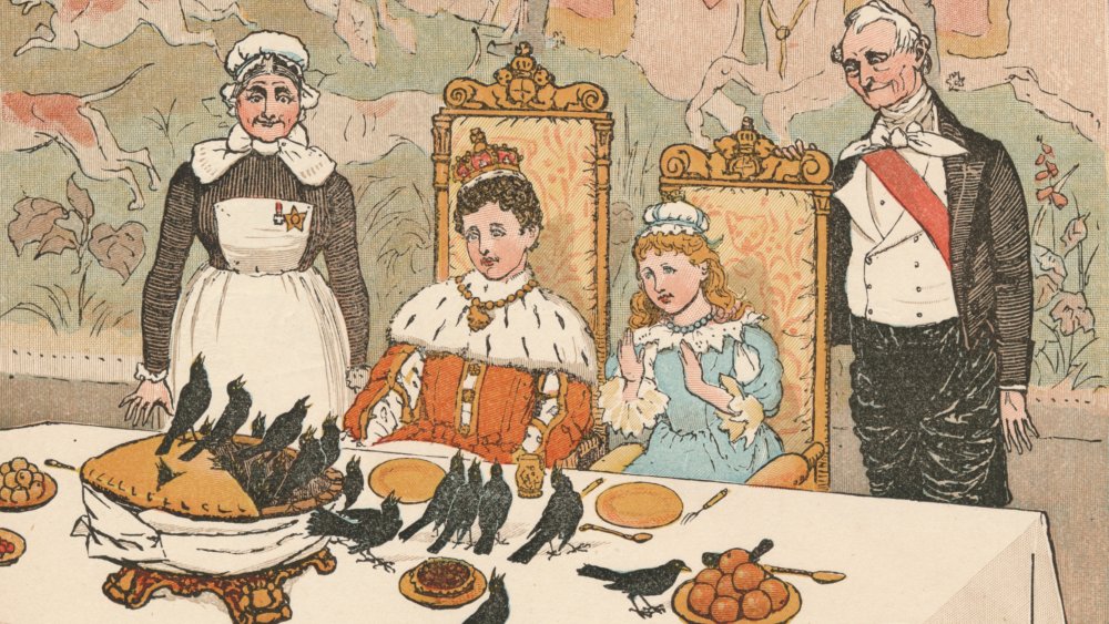When the Pie was opened, The Birds began to sing; Was not that a dainty Dish To set before the King?', 1880. From 