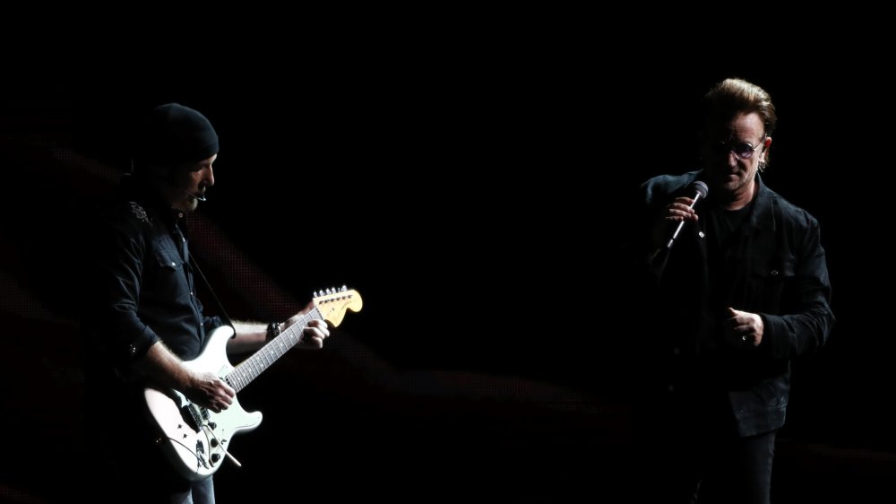The Edge and Bono from U2 at a concert