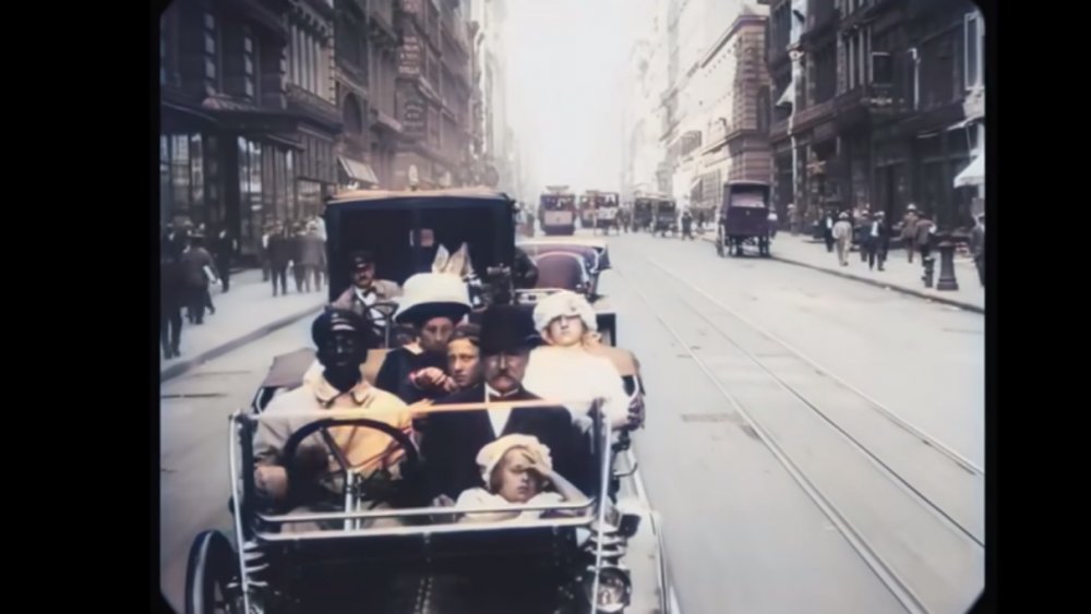 Upscaled and colorized footage of New York