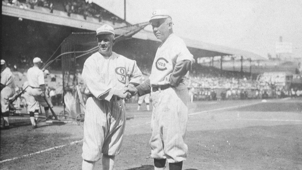 Managers Kid Gleason of the Chicago White Sox and Pat Moran of the Cincinnati Reds