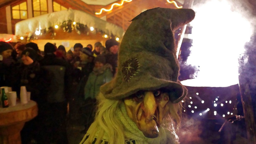 Perchta figure during a festival, 2017