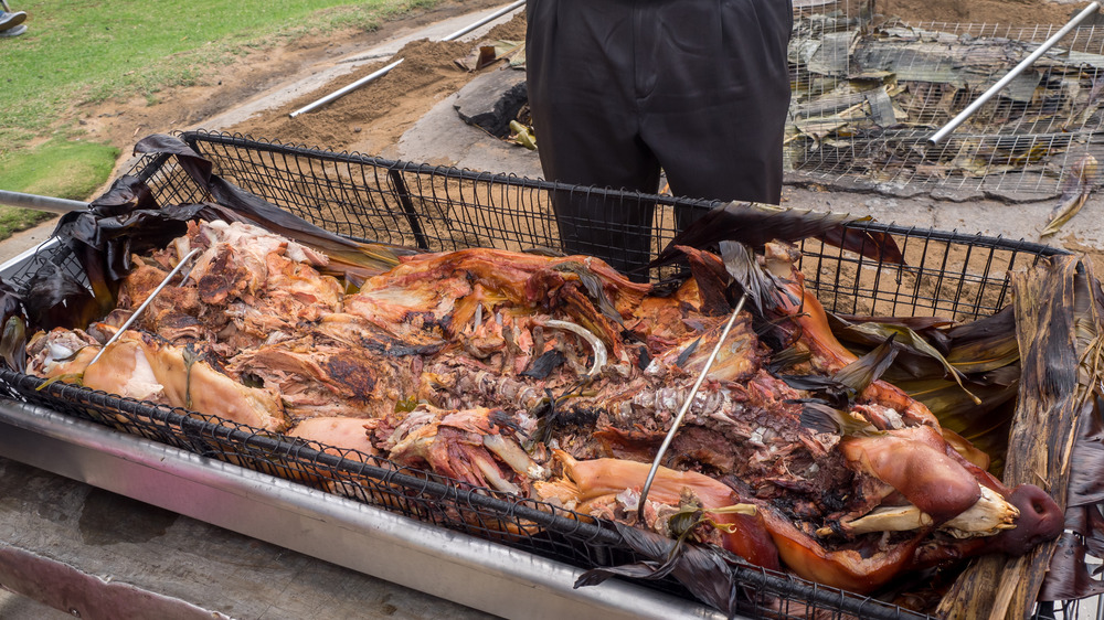 Kalua pig being cooked