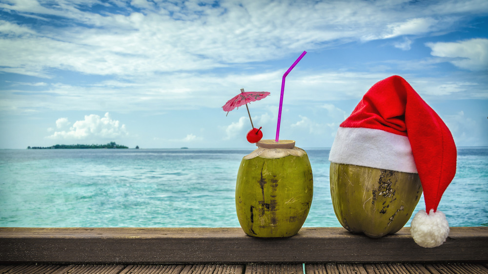 Tourist coconuts and Santa hat.