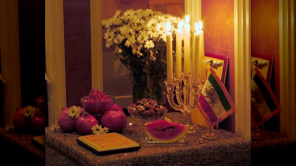 Yalda Night table in the celebration of Persians (Iranians) in Holland, Amsterdam, December, 2011