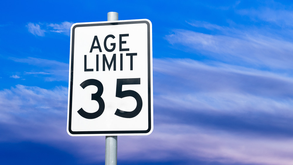 Road sign saying: Age Limit 35