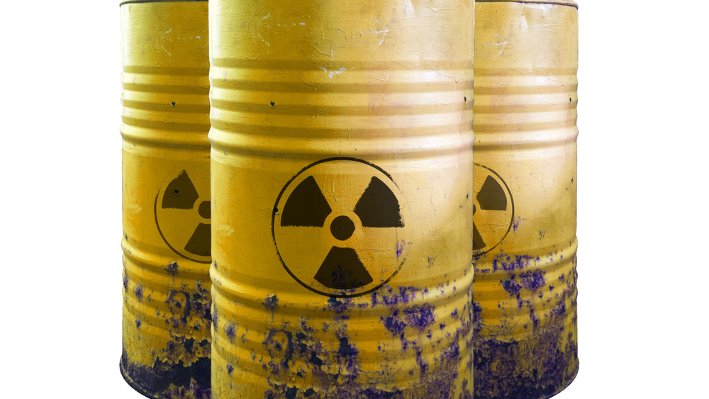 Corroding yellow barrels of toxic waste