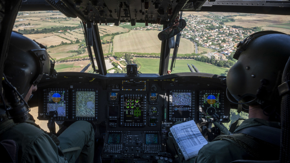 CH-47 pilot and co-pilot in flight