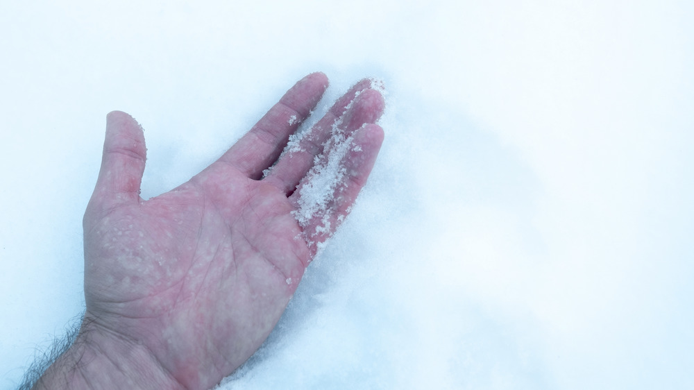 Hand in snow