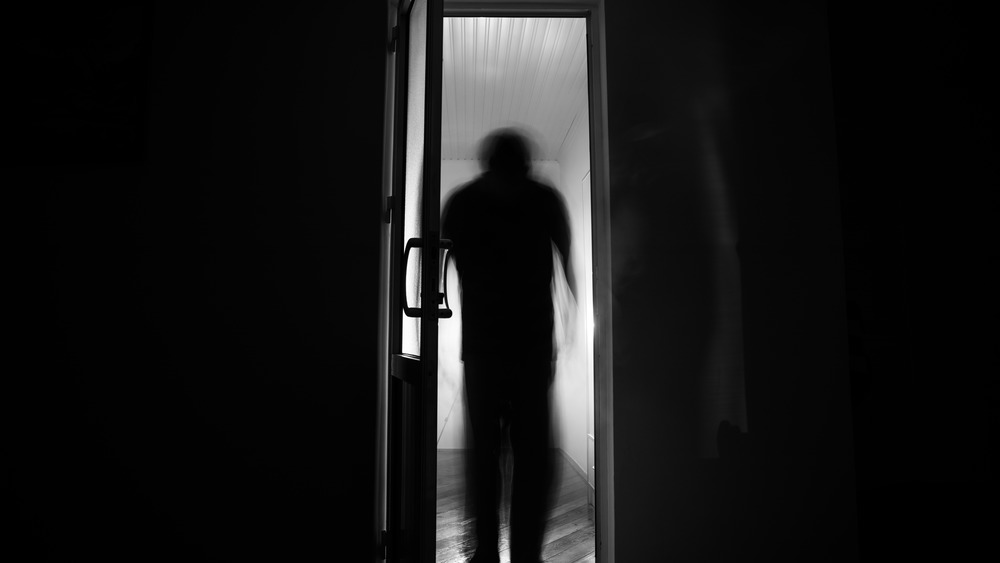 A spirit entering a room through a door