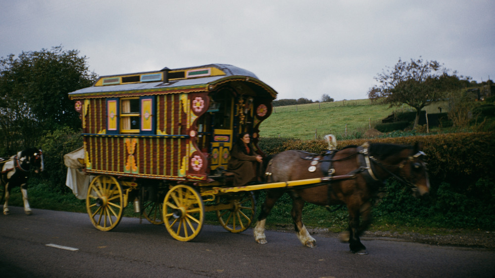 A Romany caravan, UK, October 1953.