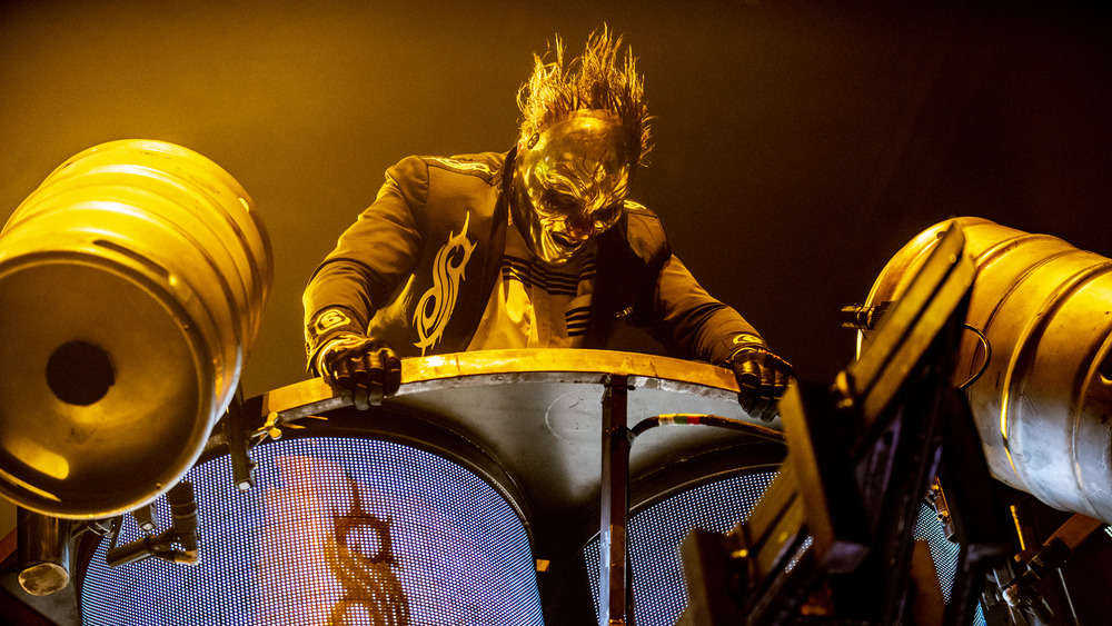 Slipknot percussionist Shawn Crahan performs
