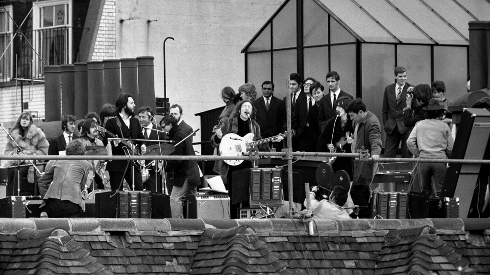 Beatles performing on Apple Corps roof