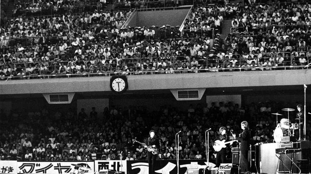 The Beatles on stage in Japan