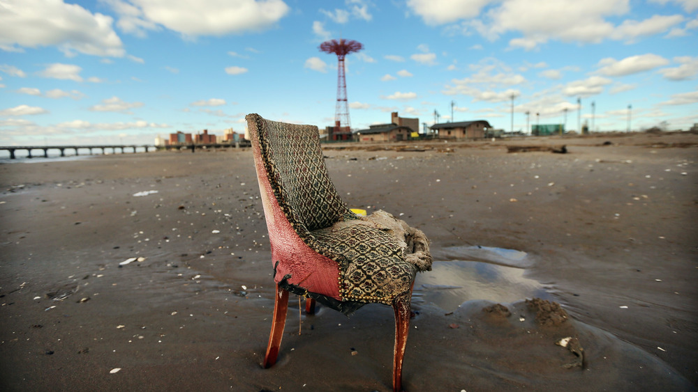 Empty chair on Coney Island beach