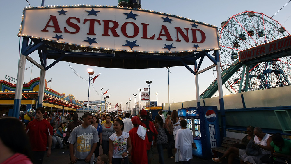 People visiting Coney Island's Astroland