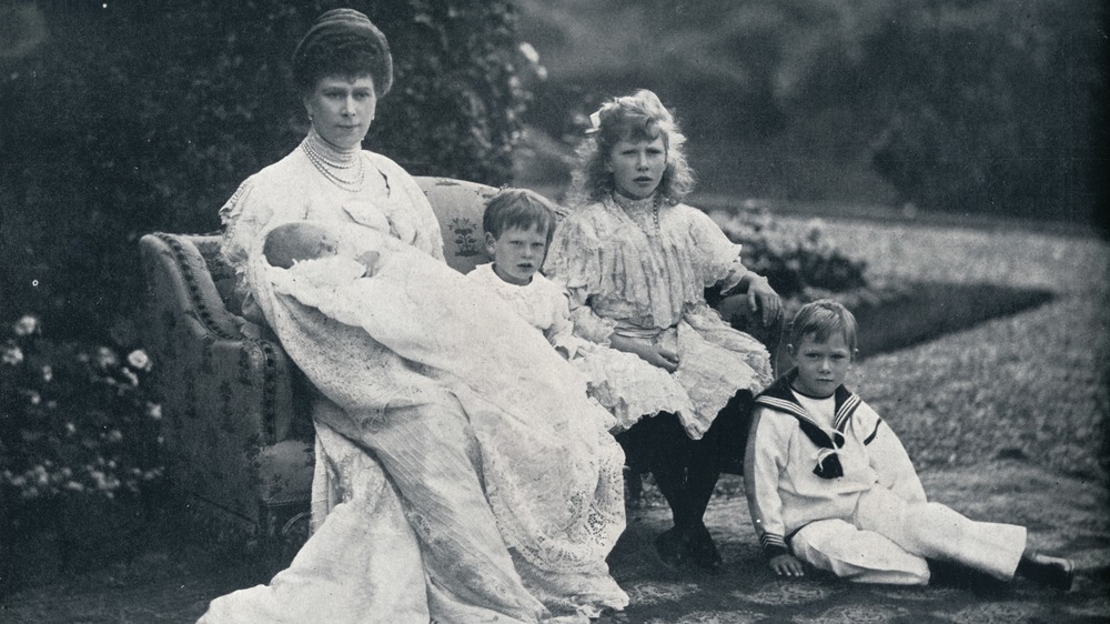 Queen Mary, and her four children - Prince John on the bottom right
