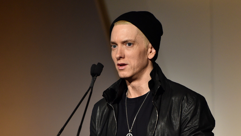 Eminem wearing a beanie